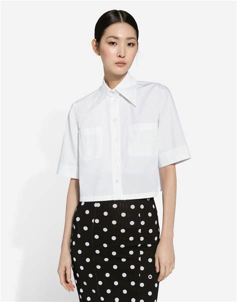 cropped dolce gabbana|Cropped cotton shirt in White for Women .